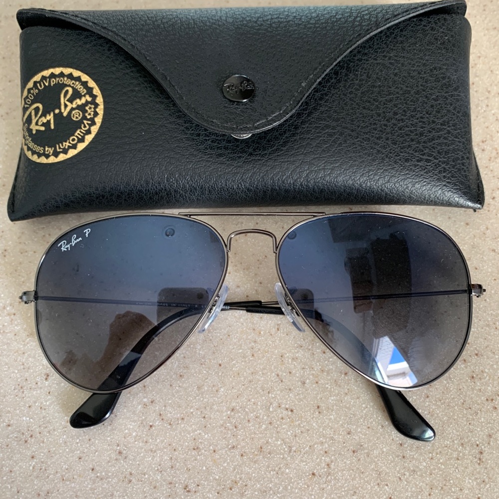 Ray-Ban Aviator Gunmetal Grey/ Grey Lenses.